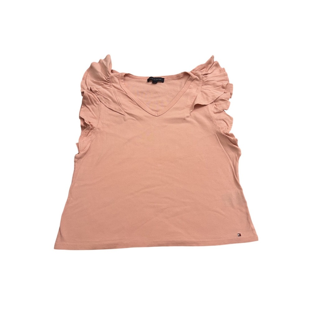 Tommy Hilfiger Shoulder‎ Top Womens L Pink Excellent V-Neck Cotton Sleeveless